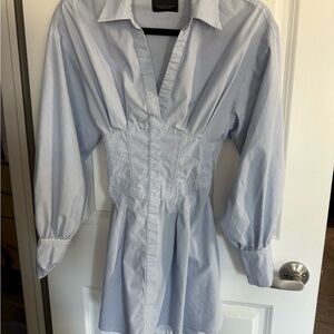 Bershka Light Blue Striped Shirt Dress